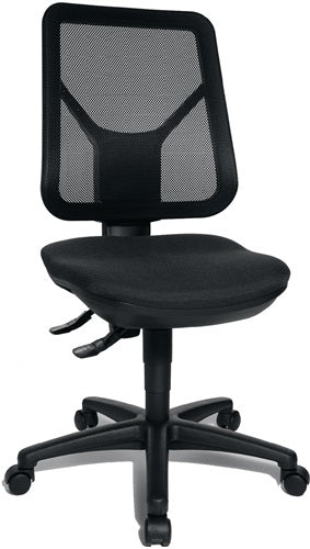 Bürodrehstuhl mit Lendenwirbelstütze schwarz 430-510 mm ohne Armlehnen Tragfähigkeit 110 kg TOPSTAR