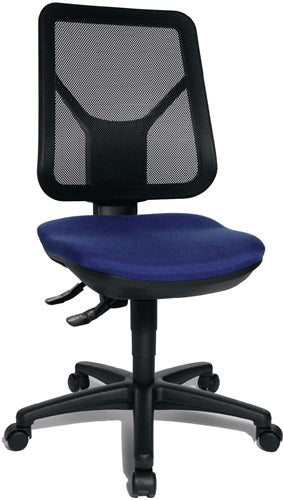 Bürodrehstuhl mit Lendenwirbelstütze blau 430-510 mm ohne Armlehnen Tragfähigkeit 110 kg TOPSTAR