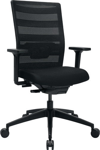 Bürodrehstuhl mit Synchrontechnik schwarz/schwarz 420-540 mm mit Armlehnen Tragfähigkeit 110 kg TOPSTAR