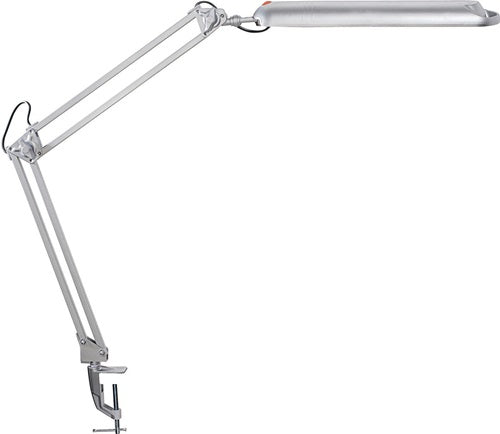 Schreibtischleuchte Metall / Kunststoff silber Höhe max 380 mm mit Tischklemme mit LED