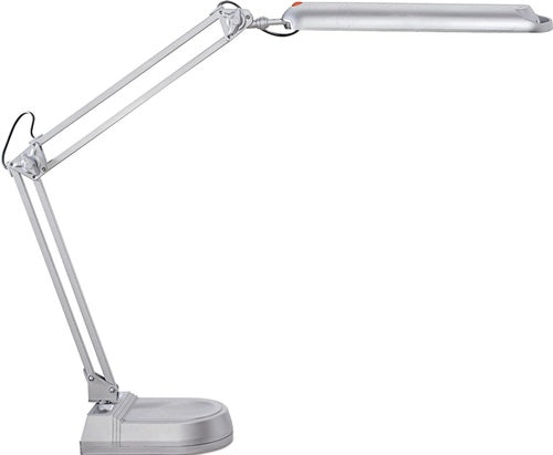 Schreibtischleuchte Metall / Kunststoff silber Höhe max 410 mm Standfuß mit LED