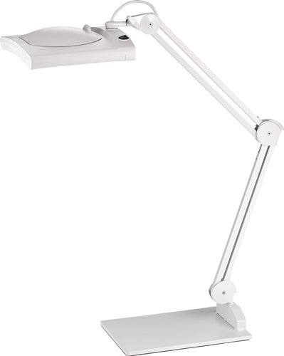 LED-Lupenleuchte Glaslinse 1905 (75?) Tischklemme weiß mit Abdeckung eckiger Kopf – Ansicht 3