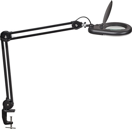 LED-Lupenleuchte Glaslinse 127 (5 ?) Tischklemme schwarz mit Abdeckung runder Kopf