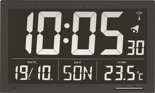 Funk-Digitaluhr Funkuhr Kunststoff schwarz 15 V digital TFA