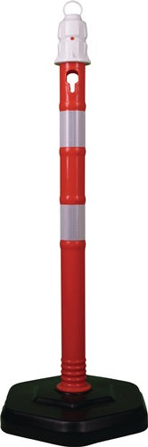 Sperrpfosten PPC rot/weiß Ø 63 mm zum Aufstellen mit Öse