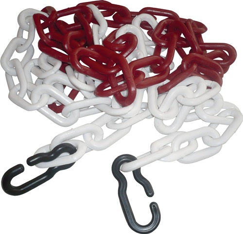 Absperrkette Polypropylencarbonat rot/weiß 9 mm Länge 3 m mit 2 Universalhaken