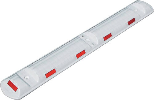 Leitschwelle L1170xB150xH50mm Polypropylencarbonat weiß mit roten Reflexstreifen