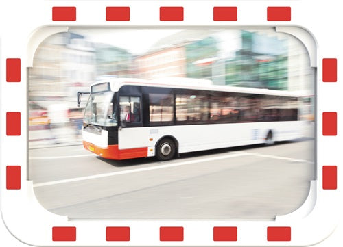 Verkehrsspiegel H400xB600mm Kunststoff rot/weiß 15 m DANCOP
