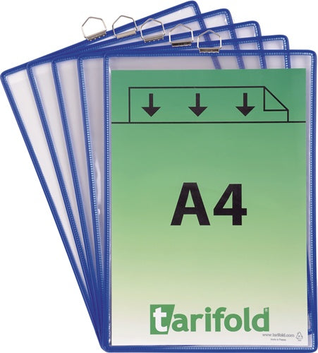 Klarsichttasche PVC reflexionsfrei DIN A4 blau 5St/Btl TARIFOLD