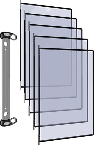 Wandhalter 5 Sichttafeln PP schwarz mit Neodym-MagnetfDIN A4 TARIFOLD – Ansicht 3
