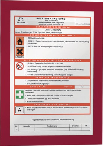 Magnetrahmen DIN A4 rot selbstklebende Rückenfolie 2 St/VE DURABLE