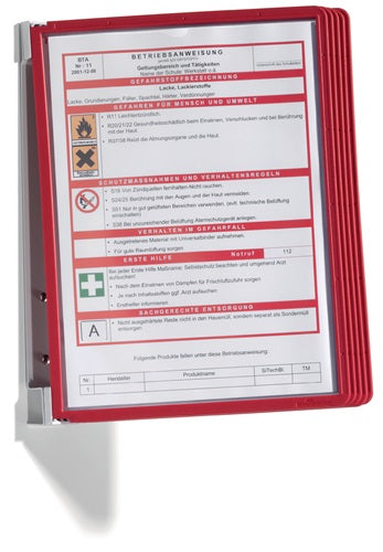 Wandhalter 5 Sichttafeln rot mit Profilrahmenf DURABLE