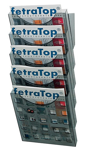 Wandprospekthalter 5 Fächer DIN A4 Kunststoff grautransparent HELIT