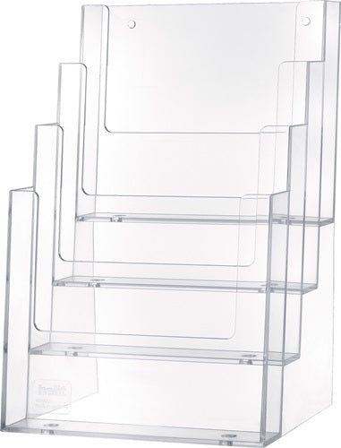 Tischprospekthalter 4 x DIN A5 hoch Kunststoff transparent freistehend HELIT