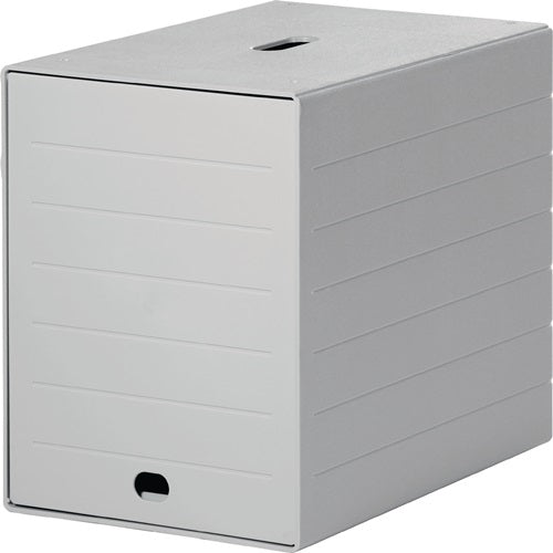 Schubladenbox 7 Schubladen m versenkbarer Frontklappe grau H322xB250xT365 mm DURABLE – Ansicht 3