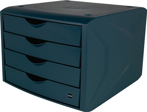 Schubladenbox mit Auszugssperre 4 Schubladen blau H215xB265xT332 mm HELIT