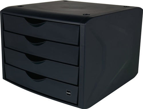 Schubladenbox mit Auszugssperre 4 Schubladen schwarz H215xB265xT332 mm HELIT