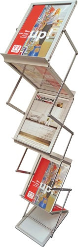 Prospektständer H1450xB270xT360mm Aluminium silber zusammenklappbar 6 Fächer A4