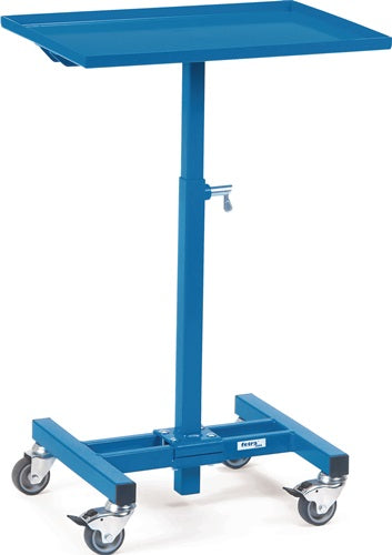 Materialständer Ladefl-L605xB405mm verstellbare Höhe 720-995 mm brillantblau RAL 5007 fahrbar FETRA