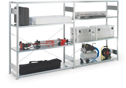 Großfachsteckregal H2000xB1700xT500 mm Anbauregal verzinkt silber 4 Stahlböden META