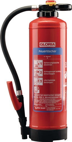 Wasserfeuerlöscher 6 kg wiederaufladbar Brandklasse A 34 A mit Wandhalter GLORIA