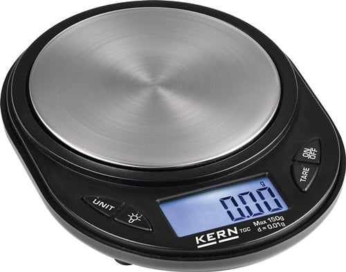 Taschenwaage Wägebereich 015 kg Batteriebetrieb Ziffernschritt 001 g Wägeplattform-Ø 81 mm KERN