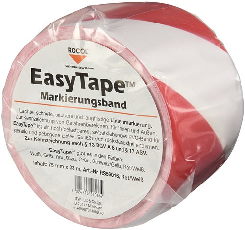 Bodenmarkierungsband Easy Tape PVC rot/weiß Länge 33 m Breite 75 mm Rolle ROCOL – Ansicht 3
