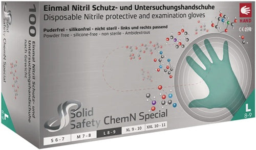 Einweghandschuhe SolidSafety ChemN Special Größe XL grün Nitril PSA-Kategorie III EN 21420 EN 374 EN 455 AMPRI – Ansicht 3