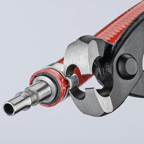 Ohrklemmenzange Gesamtlänge 220 mm Kopf schwarz atramentiert Kunststoff-Überzug seitliche Pressnase KNIPEX – Ansicht 4