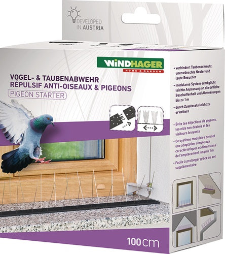 Vogel- und Taubenabwehr Starter Set Schutz bis 1 m 36 Spikes Kunststoff WINDHAGER – Ansicht 3
