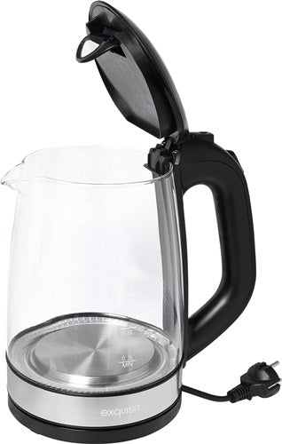 Wasserkocher WK 3501 swg 2200 W schwarz 2 l 11 kg Glas Edelstahl LED blau EXQUISIT – Ansicht 6
