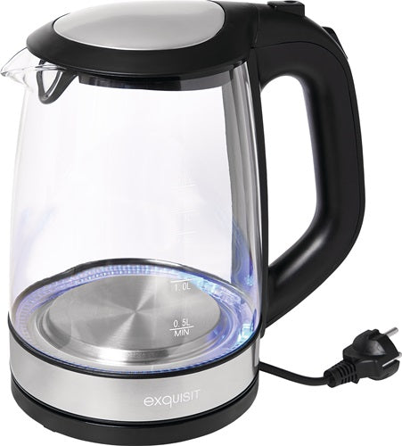 Wasserkocher WK 3501 swg 2200 W schwarz 2 l 11 kg Glas Edelstahl LED blau EXQUISIT – Ansicht 5