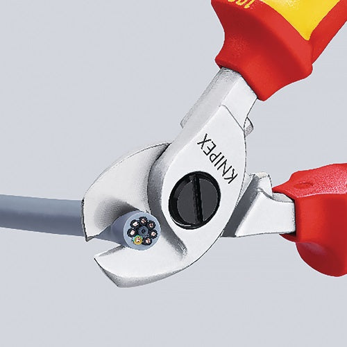 Kabelschere Länge 165 mm Kopf verchromt VDE mit Befestigungsöse Mehrkomponenten-Hüllen Form 1 KNIPEX – Ansicht 4