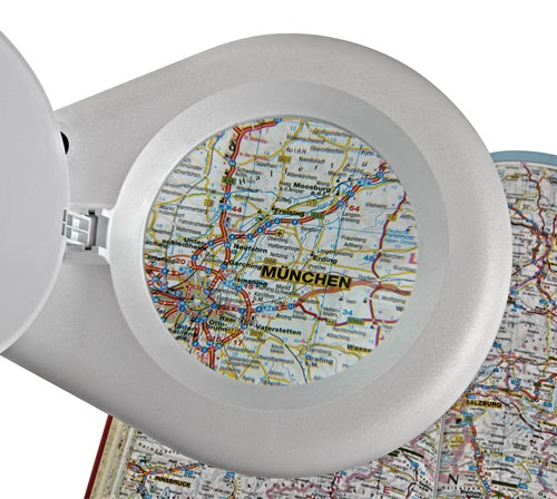LED-Lupenleuchte Glaslinse 127 (5 ?) Standfuß weiß mit Abdeckung runder Kopf – Ansicht 6