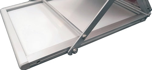 Prospektständer H1450xB270xT360mm Aluminium silber zusammenklappbar 6 Fächer A4 – Ansicht 2