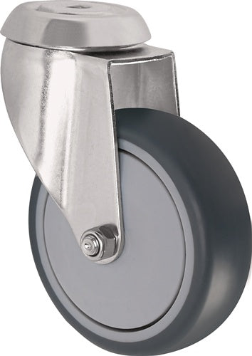 Lenkrolle D.100mm Trgf.100kg m.Rückenloch Kugell.Gum.grau TECWERK