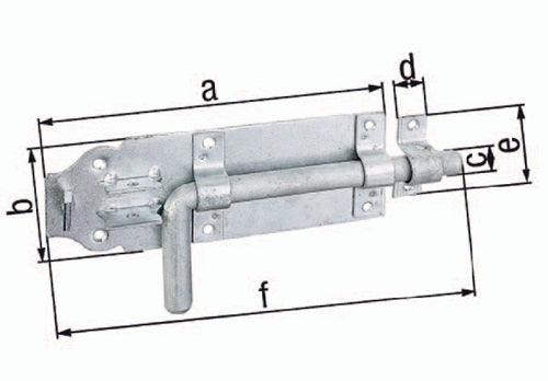 Bolzenriegel Länge 180 mm Breite 70 mm Stahl feuerverzinkt Ausschub 49 mm GAH