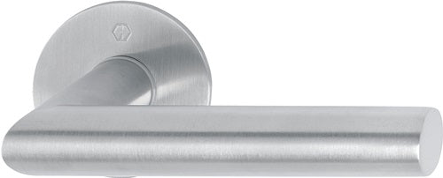 Türdrückerpaar Amsterdam E1400Z/849N Edelstahl F69 mit Drückerrosetten Vierkant 8 mm HOPPE