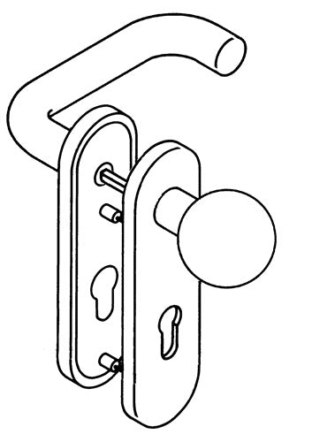 Feuerschutzgarnitur 111R13113 Kunststoff 90 D/K für Türstärke 38-48 mm PZ abgerundet DIN links / rechts HEWI