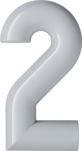 Hausnummer Ziffür 2 Spezial-Polyamid 99 reinweiß 165 mm Ø 33 mm HEWI
