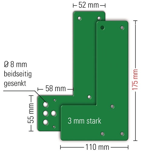 Montageplatte 901 - / 991 470 Montage an Glastüren Schwenk-Türwächter DIN links / rechts L175xB110mm GFS