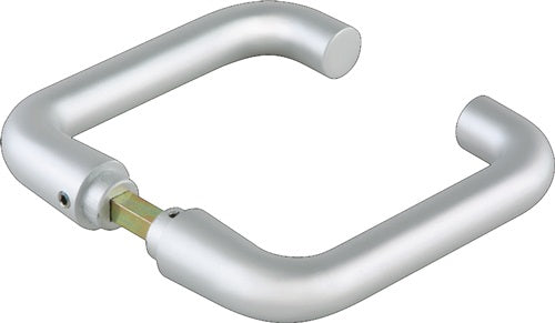 Glastürdrückerpaar Rundform Leichtmetall niro eloxiert für Drückerführung Vierkant 8 mm DORMA-GLAS