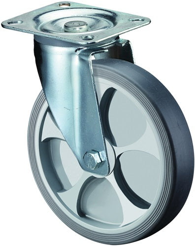Lenkrolle Rad-Ø 100 mm Tragfähigkeit 110 kg thermoplastisch Kunststoff Platte L104xB80 mm BS ROLLEN