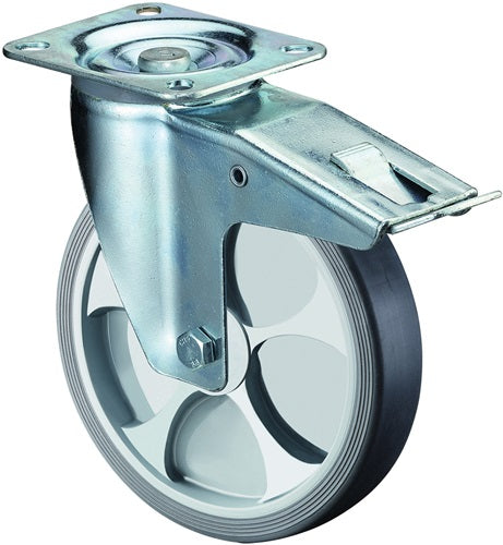 Lenkrolle Rad-Ø 80 mm Tragfähigkeit 100 kg mit Totalfeststeller Kunststoff 104x80mm BS ROLLEN