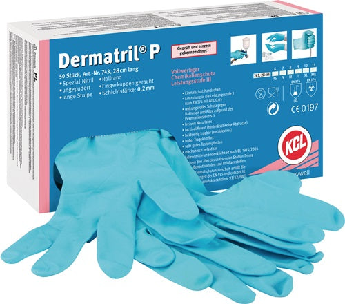 Einweghandschuhe Dermatril P 743 Größe 11 blau Nitril EN 374 EN 455 PSA-Kategorie III 50 Stück / Box HONEYWELL