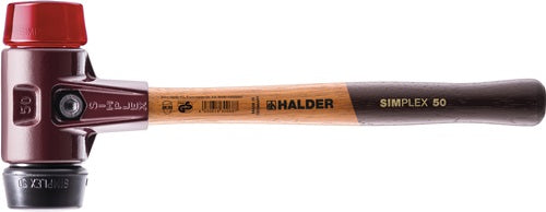 Schonhammer SIMPLEX Länge 405 mm Kopf-Ø 60 mm mittelhart/hart Holz Gummi schwarz/Plastik rot HALDER