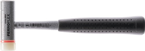 Schon- und Schlosserhammer FERROPLEX Länge 295 mm Kopf-Ø 35 mm hart Stahlrohr Nylon weiß/Vergütungsstahl HALDER