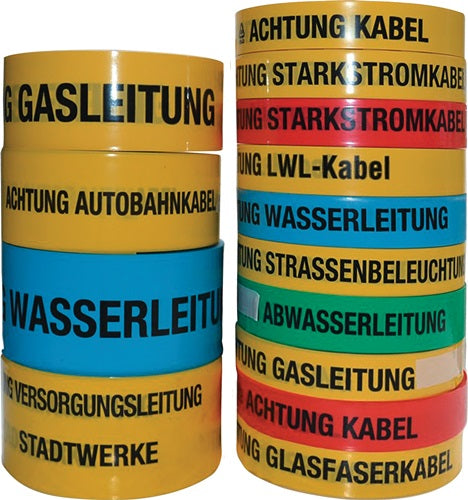 Trassenwarnband Aufdruck Achtung LWL-Kabel Breite 40 mm Länge 250 m gelb MULTICOLL