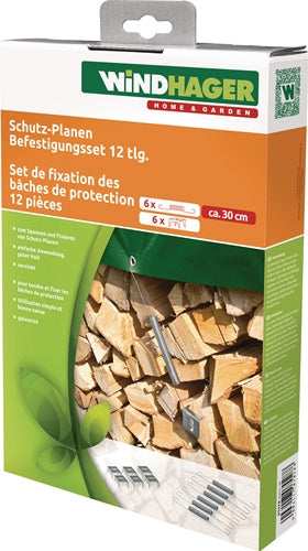 Schutzplanen Befestigungsset 6 Spannfedern und 6 Holzkrallen Länge 30 cm WINDHAGER