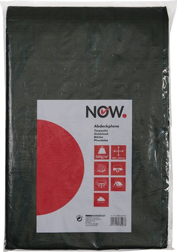 Gewebeplane Super Tarp Breite 4000 x Länge 5000 mm olivgrün Gewicht 160 g/m² mit Aluminiumösen NOW